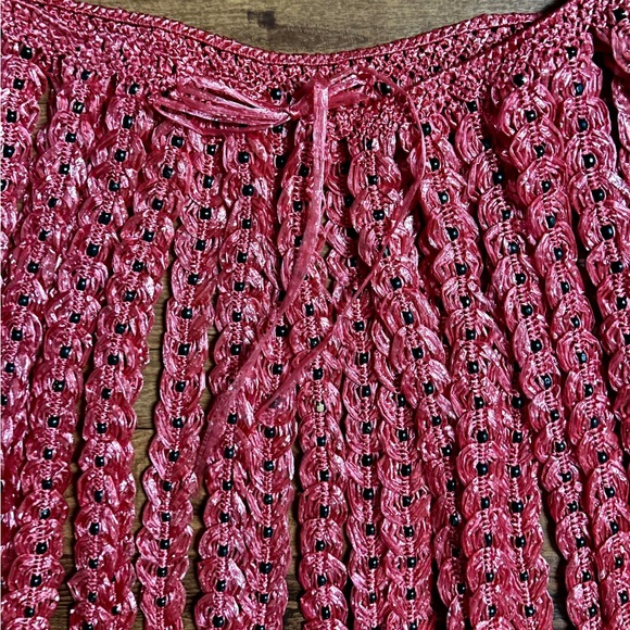 Handmade • Waist: 40-60” (Adjustable) • Pink Plastic Crochet W/ Black Bead Skirt - Picture 9 of 13